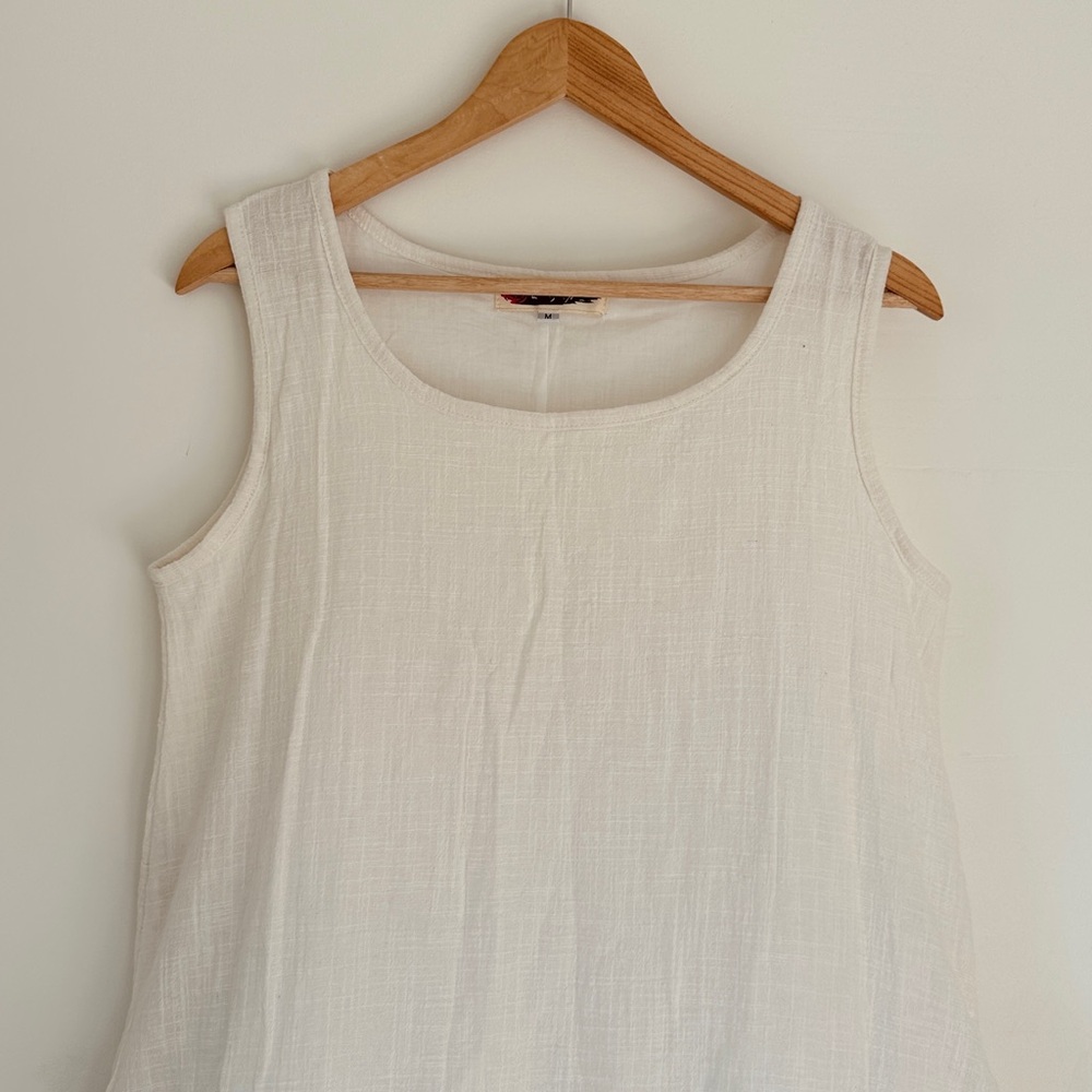 Sleeveless cotton mix maxi dress - fully lined - white - no tag - M - Picture 3 of 6